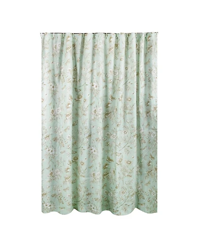 Greenland Home Fashions Olivia Floral and Butterfly Print 12 Buttonholes Bath Shower Curtain