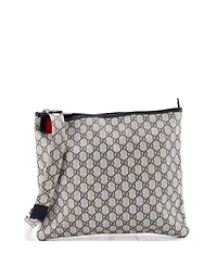 Pre-Owned Gucci Large Web Loop Flat Messenger Gg Coated Canvas