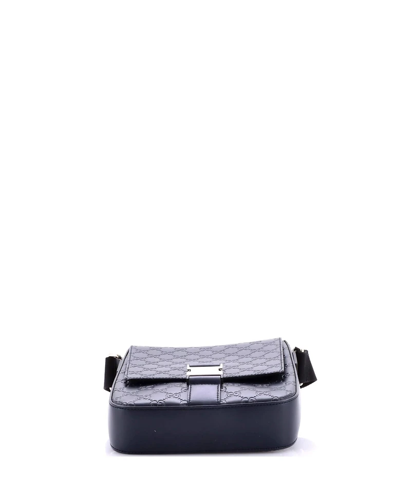Pre-Owned Gucci Small Buckle Flap Messenger Bag Guccissima Leather