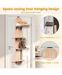 Cozito Door Hanging Cat Climber 4-Level Height Adjustable with Plush Bed