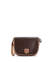 Pre-Owned Celine Small Vintage Saddle Flap Shoulder Bag Macadam Coated Canvas