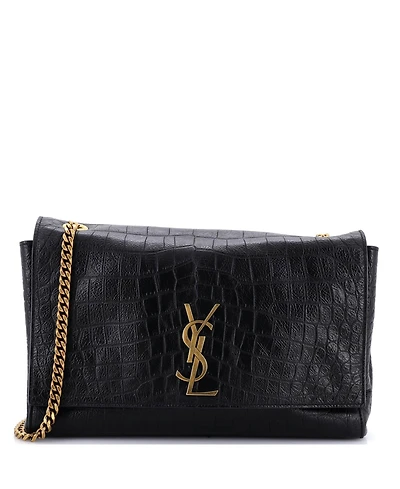Pre-Owned Saint Laurent Medium Classic Monogram Reversible Shoulder Bag Embossed Leather and Suede