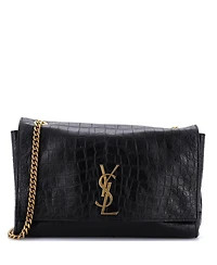 Pre-Owned Saint Laurent Medium Classic Monogram Reversible Shoulder Bag Embossed Leather and Suede