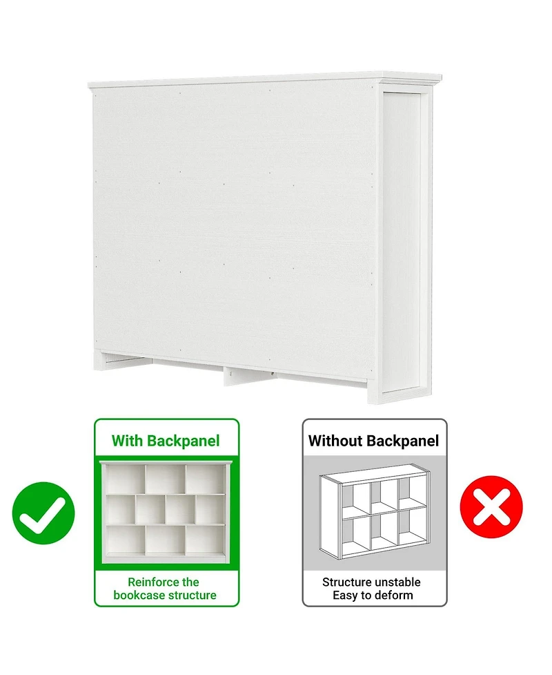 Aheaplus 10 Cubes Storage Bookshelf, Floor Standing Bookcase