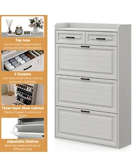 homfan Shoe Cabinet with 3 Flip Drawers and 2 Drawers, Shoe Cabinet Storage for Entryway, Narrow Shoe Organizer for Entryway