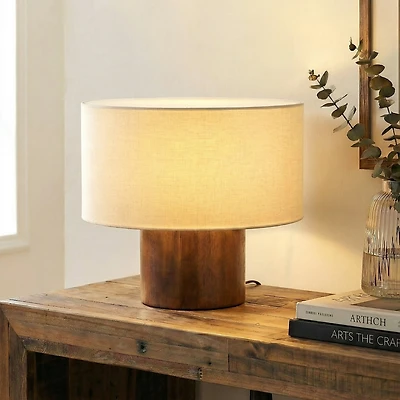 Brightech Oliver Modern Wood Led 3-Way Dimmable Table Lamp (10")