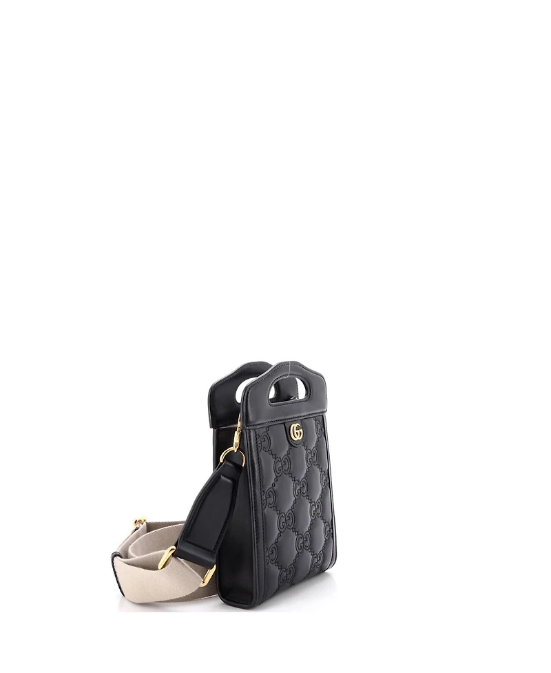 Pre-Owned Gucci Mini Top Handle Crossbody Bag Gg Matelasse Leather