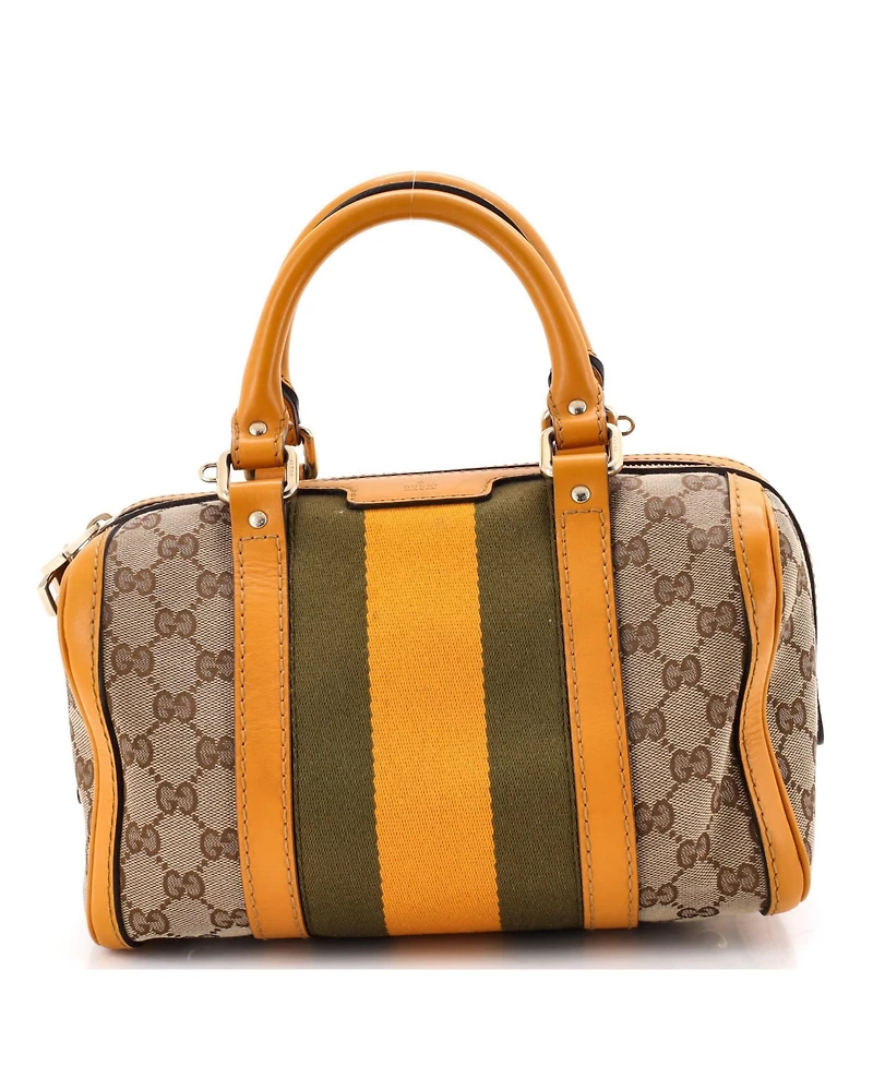 Pre-Owned Gucci Small Vintage Web Boston Bag Gg Canvas