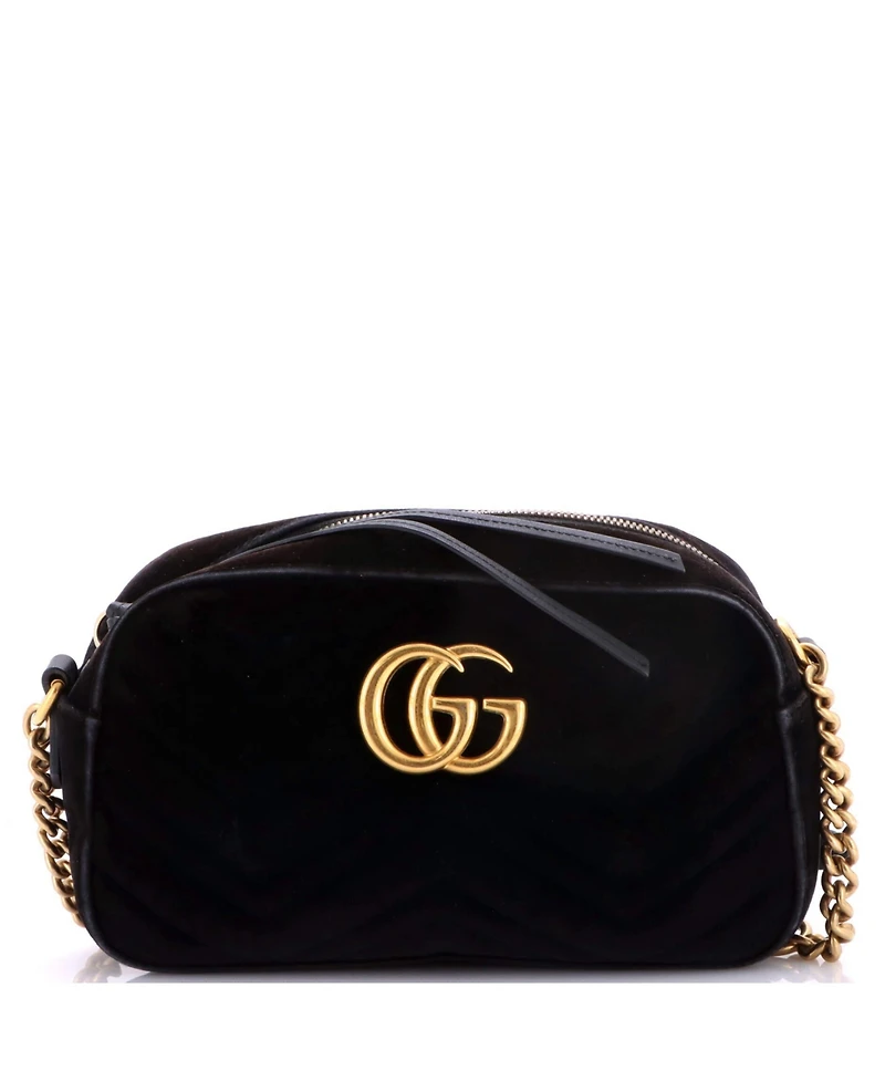 Pre-Owned Gucci Small Gg Marmont Shoulder Bag Matelasse Velvet