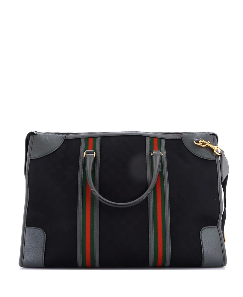 Pre-Owned Gucci Large Bauletto Duffle Bag Gg Canvas with Leather