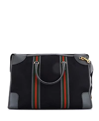 Pre-Owned Gucci Large Bauletto Duffle Bag Gg Canvas with Leather