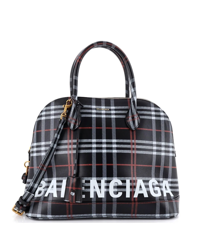 Pre-Owned Balenciaga Medium Logo Ville Bag Printed Leather