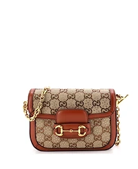 Pre-Owned Gucci Mini Horsebit 1955 Shoulder Bag Crystal Embellished Gg Canvas