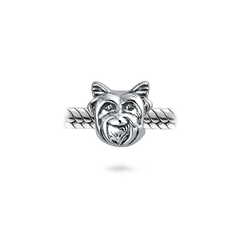 Bling Jewelry Puppy Pet Animal Lover Yorkie Dog Bead Charm Oxidized .925 Sterling Silver Fits European Bracelet