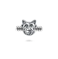 Bling Jewelry Puppy Pet Animal Lover Yorkie Dog Bead Charm Oxidized .925 Sterling Silver Fits European Bracelet