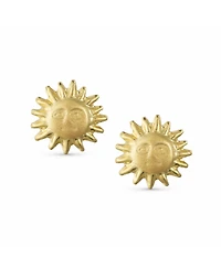 Bling Jewelry Summer Vacation Solar Sun Beach Fun Celestial Sunburst Sun Stud Earrings Screw Back 10K Gold