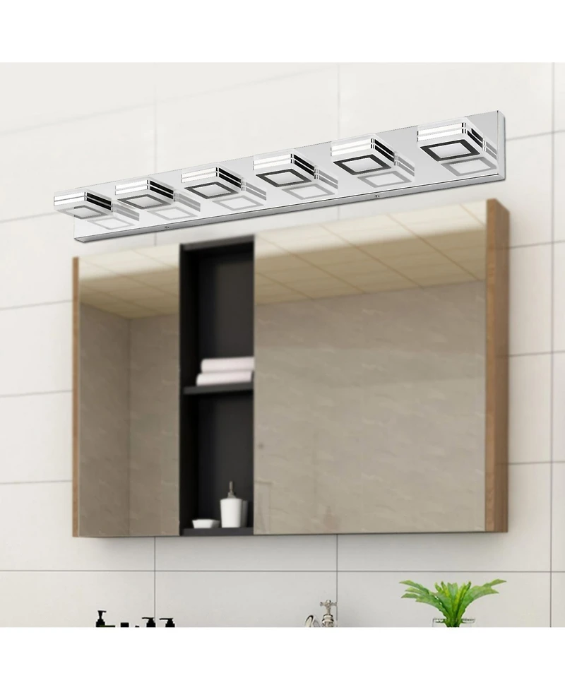Busdays 39 Inch Modern Led Vanity Light 6 Lights Square Acrylic Lampshades Wall Mount Bathroom Mirror Lighting Fixture