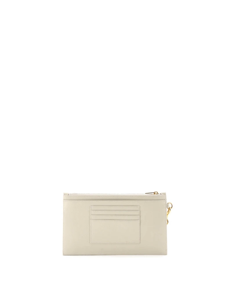 Pre-Owned Saint Laurent Small Classic Monogram Wristlet Pouch Matelasse Chevron Leather