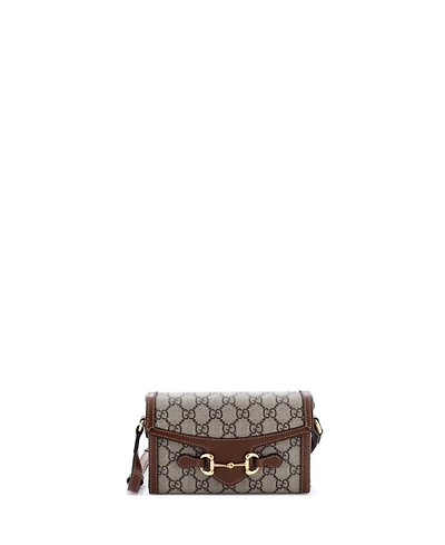 Pre-Owned Gucci Mini Horsebit 1955 Flap Crossbody Bag Gg Coated Canvas