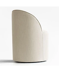 Maison Boucle Linen Upholstered Rolling Dining Chair with Casters Swivel 1 Piece