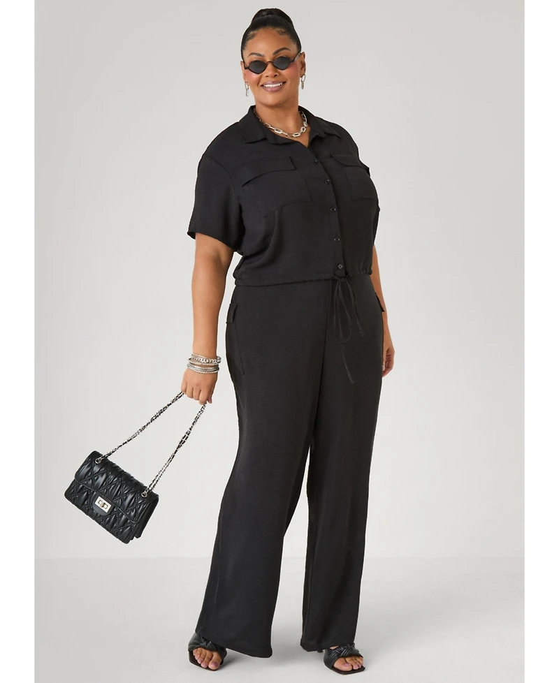 Ashley Stewart Plus Drawstring Cropped Shirt