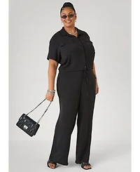 Ashley Stewart Plus Drawstring Cropped Shirt