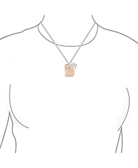 Bling Jewelry Paw Print Dog Tag Pendant Necklace Two Tone .925 Sterling Silver