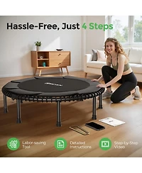 Bcan 550LBS Mini Rebounder Trampoline, 48" Foldable Fitness Trampoline with Bungees, Quiet and Stable Exercise (Without Handle)