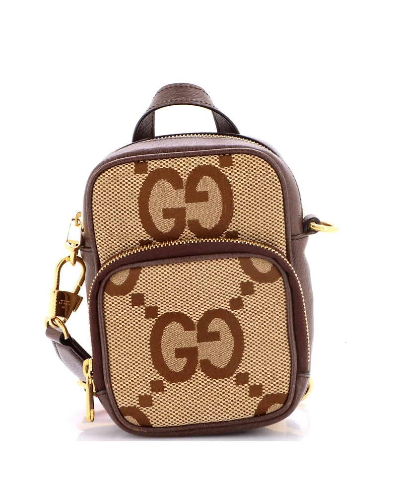 Pre-Owned Gucci Mini Front Pocket Web Crossbody Bag Jumbo Gg Canva