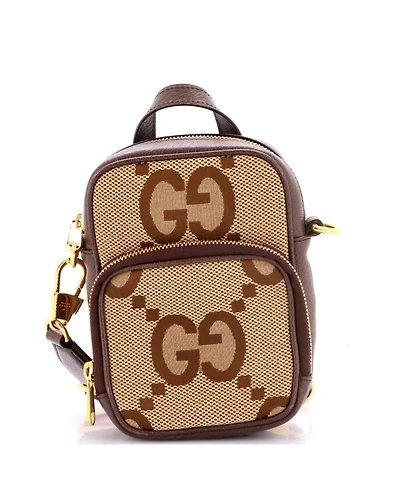 Pre-Owned Gucci Mini Front Pocket Web Crossbody Bag Jumbo Gg Canva