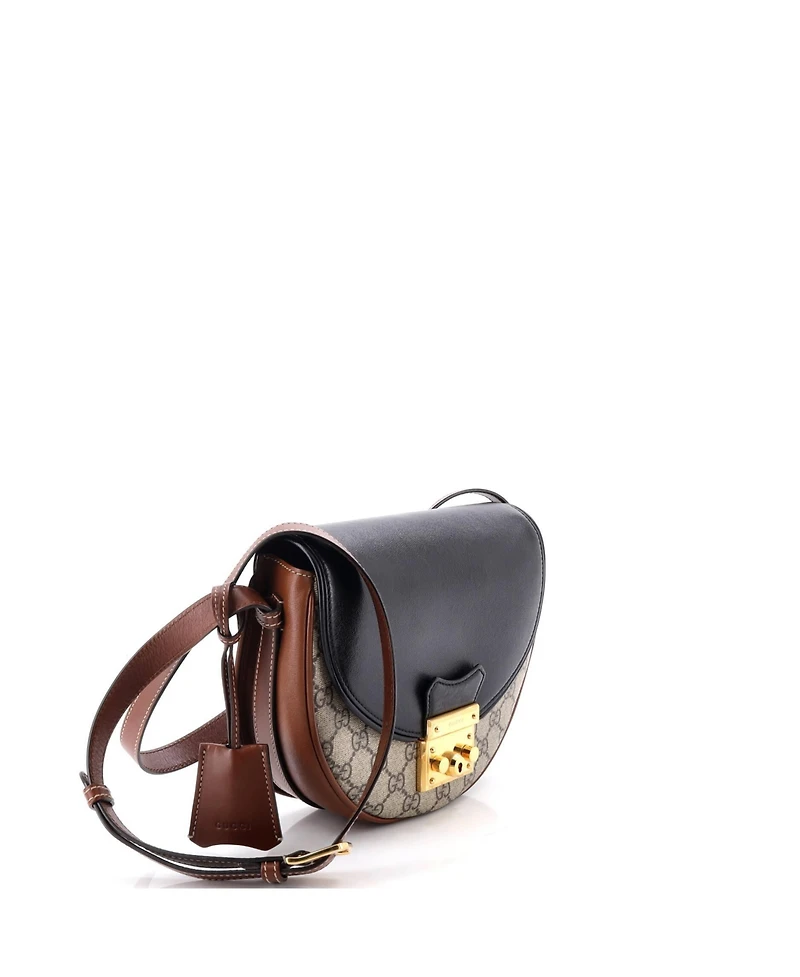 Pre-Owned Gucci Small Padlock Saddle Shoulder Bag Gg Coated Canvas and Leather