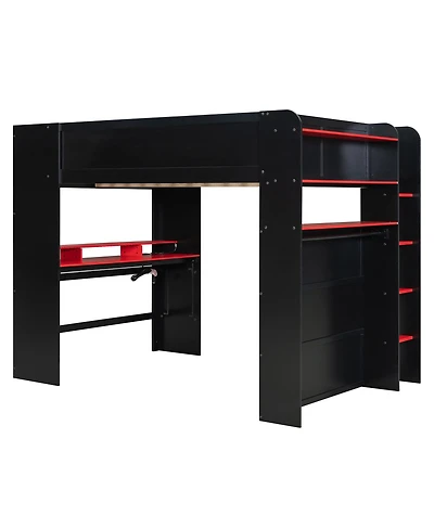 Streamdale Furniture Wood Bunk Bed with Desk, Wardrobe, Storage, Rgb Light