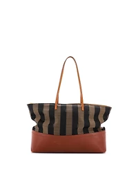 Pre-Owned Fendi Pequin Roll Tote Canvas and Leather