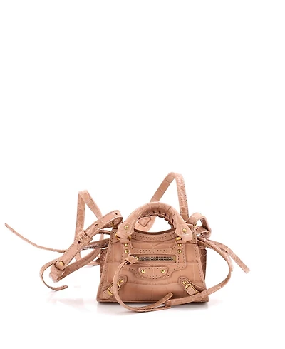 Pre-Owned Balenciaga Super Nano Neo Classic City Bag Embossed Leather