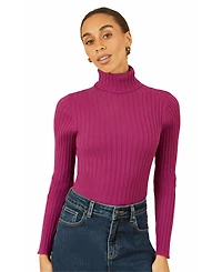 Yumi Women's Ribbed Knit Roll Neck Jumper