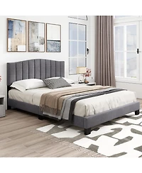 Slickblue Modern Bed Frame with Height-Adjustable Tufted Upholstered Headboard