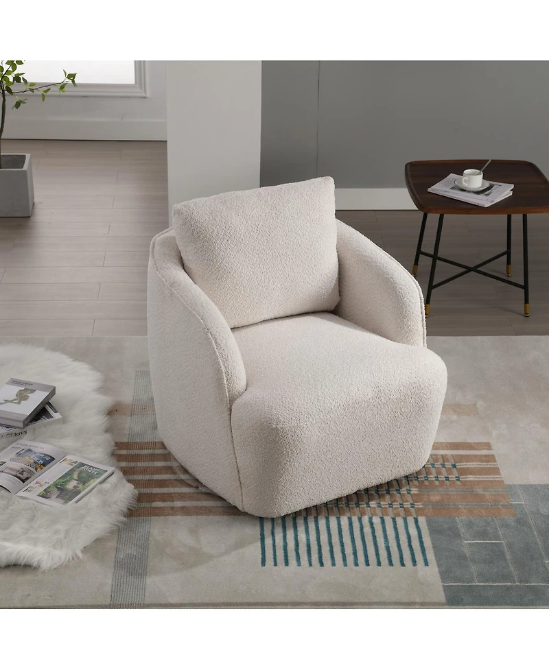 Streamdale Furniture Boucle Upholstered 360degree(s) Swivel Barrel Accent Chair