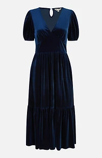 Yumi Women's Velvet V-Neck Midi Dress