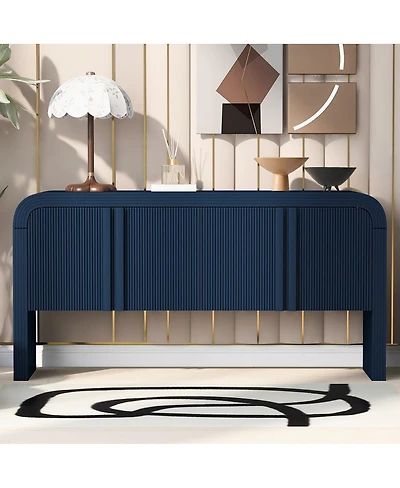 Streamdale Furniture Wave Console Table with 4 Doors and Shelf