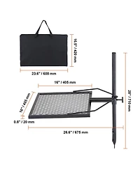 Cozito Swivel Campfire Grill, 26.6 x 16 x 28 inches Steel Grate with Adjustable Height