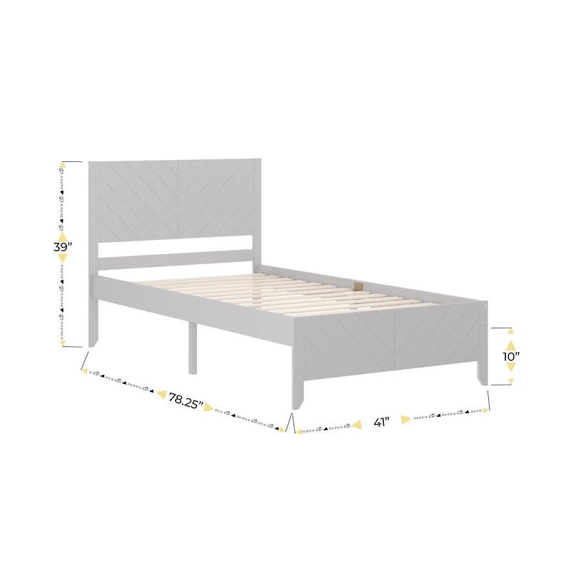Buzz & Bloom Platform Bed Frame with Chevron Headboard and Footboard Wood Slat Foundation