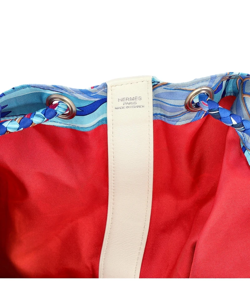 Pre-Owned HERMES Medium Soie Cool Handbag Printed Silk and Calfskin