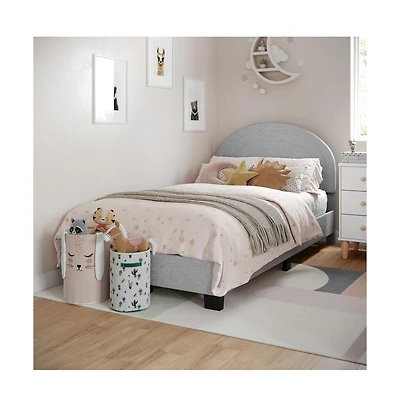 Buzz & Bloom Platform Bed Frame with Curved Headboard and Wood Slat Foundation