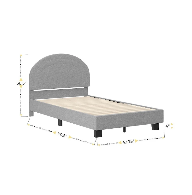 Buzz & Bloom Platform Bed Frame with Curved Headboard and Wood Slat Foundation