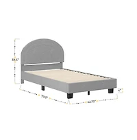 Buzz & Bloom Platform Bed Frame with Curved Headboard and Wood Slat Foundation