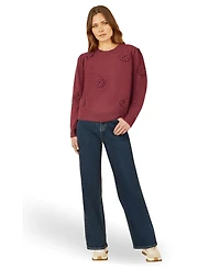 Yumi Women's Crochet Flower Knit Jumper