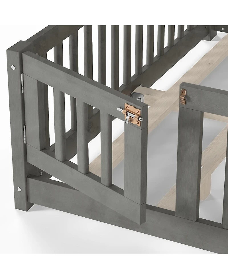 Streamdale Furniture Floor Bed with Safety Guardrails and Door