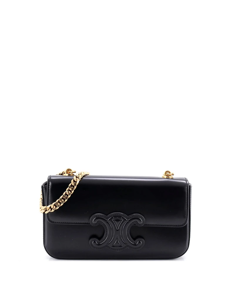 Pre-Owned Celine Small Triomphe Chain Shoulder Bag Leather