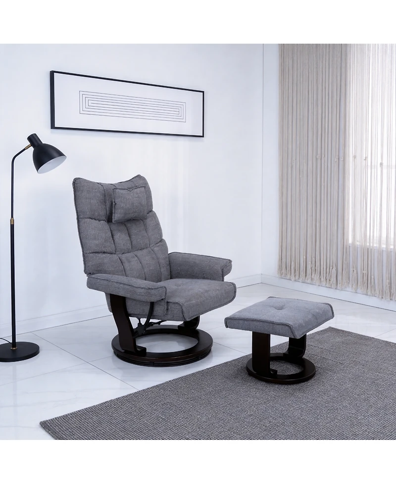 Streamdale Furniture 8 Point Heated Massage Recliner with Ottoman, Chenille Fabric