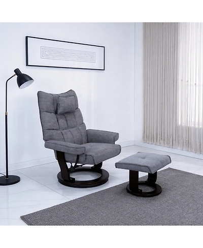 Streamdale Furniture 8 Point Heated Massage Recliner with Ottoman, Chenille Fabric
